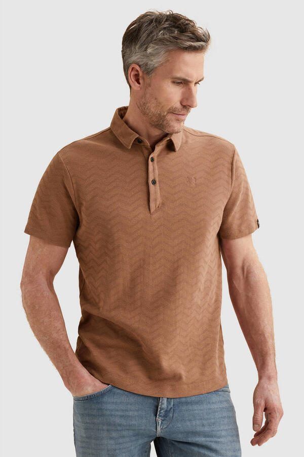 Vanguard regular polo met ingebreid patroon bruin