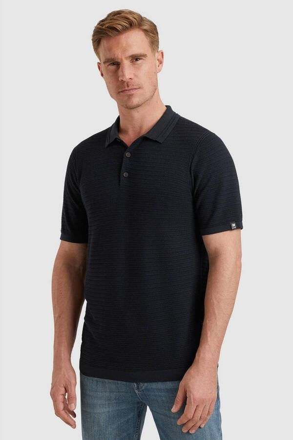 Vanguard regular polo met ingebreid patroon donkerblauw