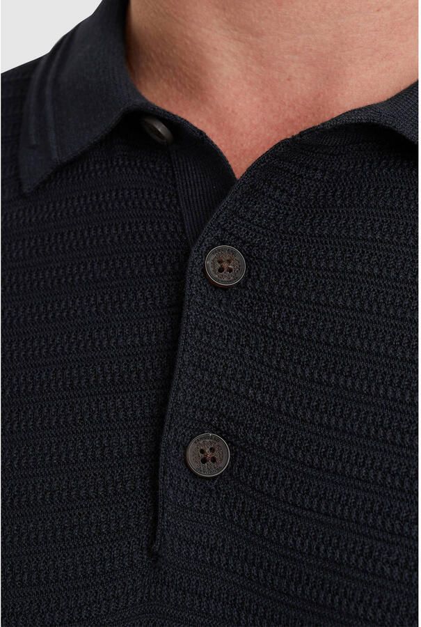 Vanguard regular polo met ingebreid patroon donkerblauw - Foto 3