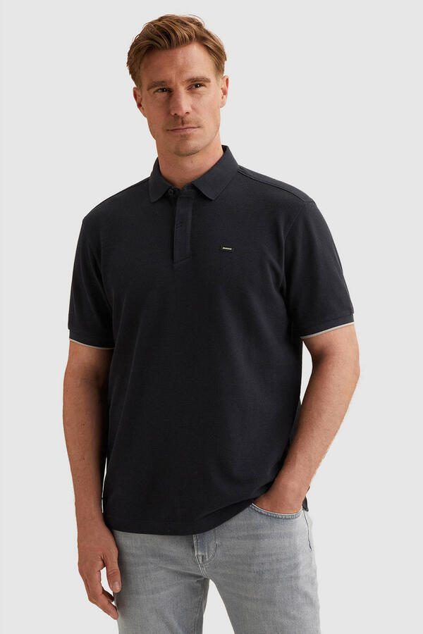 Vanguard regular polo met textuur donkerblauw
