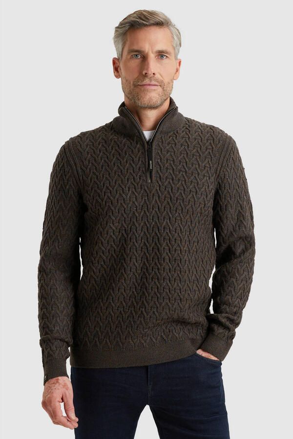 Vanguard schipperstrui met wol met kabels bruin - Foto 3