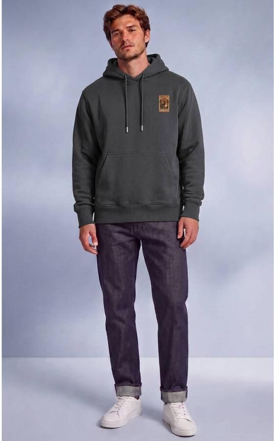 Vänner boxy hoodie met backprint dark grey