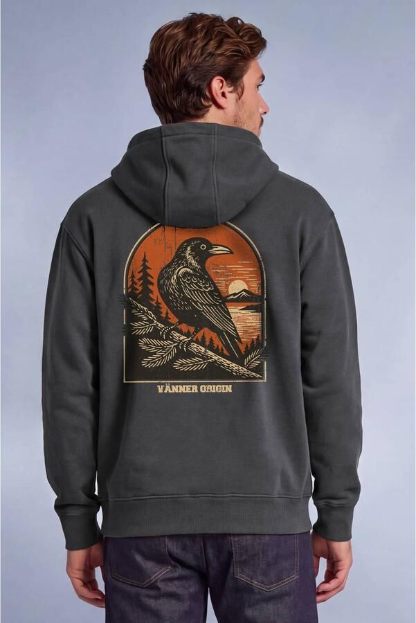 Vänner boxy hoodie met backprint dark grey - Foto 3