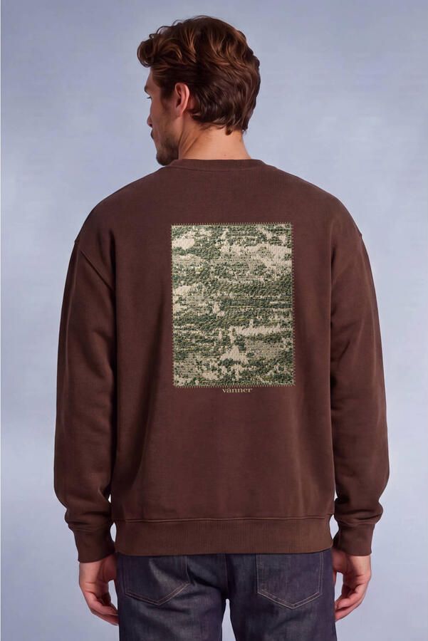Vänner boxy sweater met backprint bruin