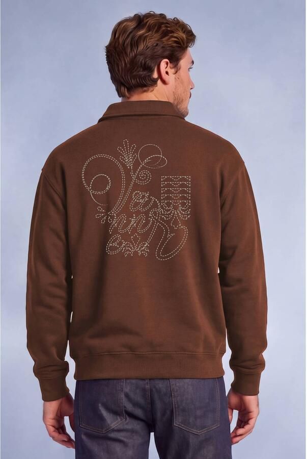 Vänner boxy sweater met backprint bruin