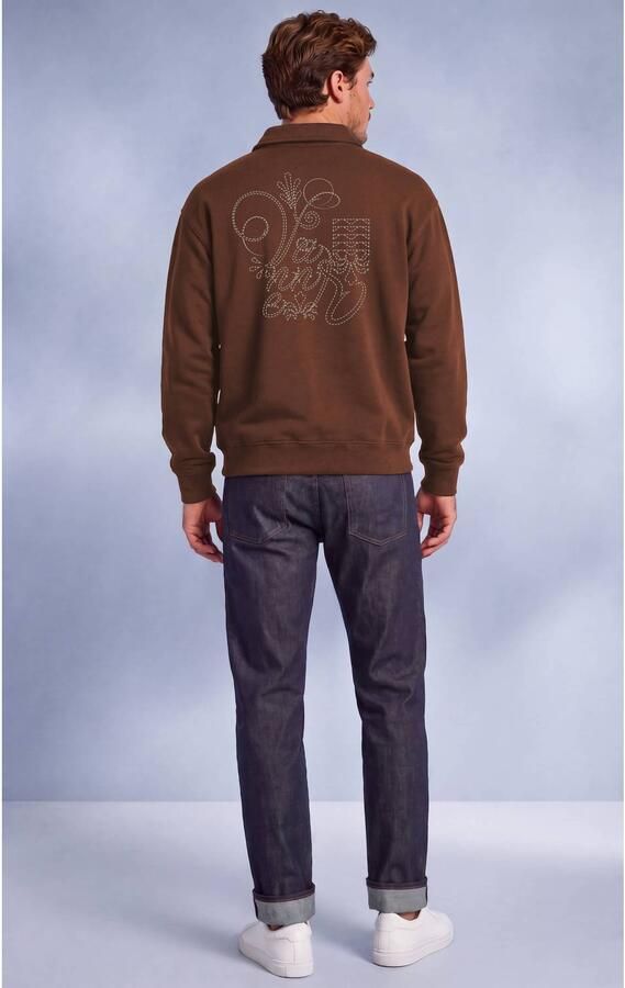 Vänner boxy sweater met backprint bruin - Foto 2