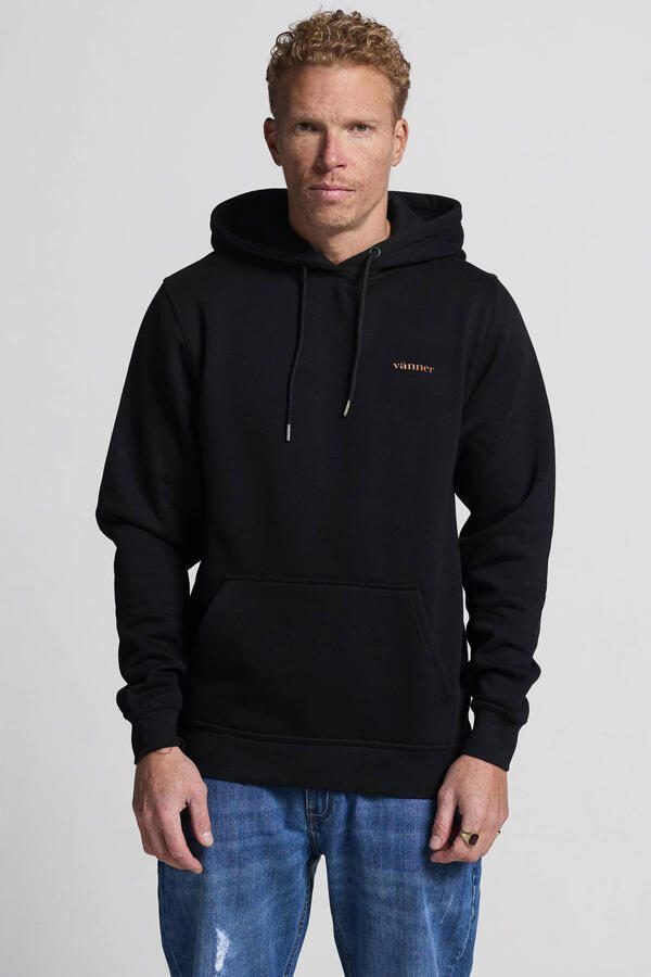 Vänner hoodie met backprint zwart