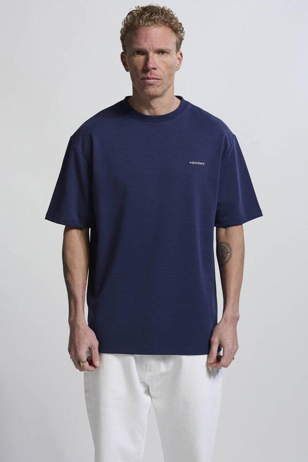 Vänner relaxed T-shirt met backprint donkerblauw