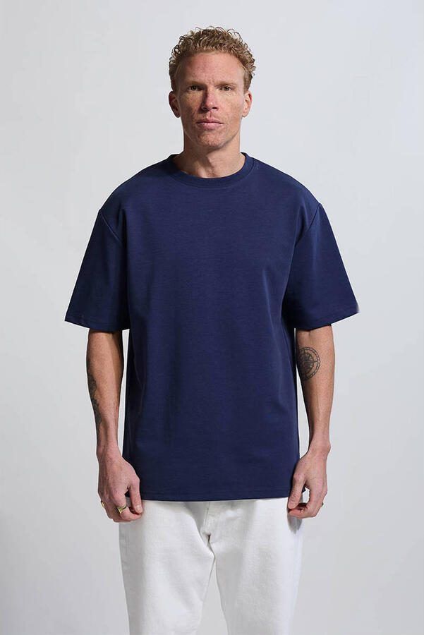 Vänner relaxed T-shirt met backprint donkerblauw