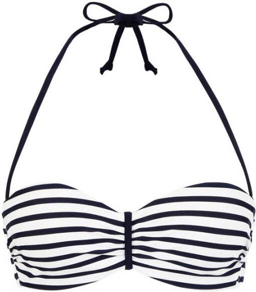Venice Beach gestreepte strapless bandeau bikinitop wit marine