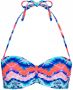 Venice Beach strapless bandeau bikinitop met all over print blauw roze - Thumbnail 1