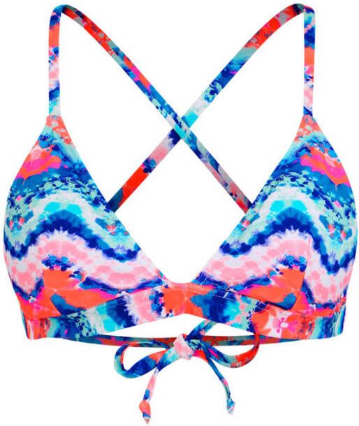Venice Beach triangel bikinitop met all over print blauw roze