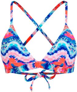Venice Beach triangel bikinitop met all over print blauw roze