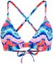 Venice Beach triangel bikinitop met all over print blauw roze - Thumbnail 1