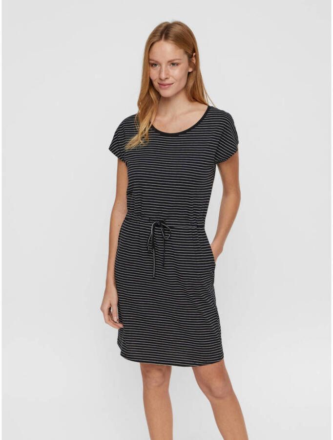 VERO MODA AWARE by gestreepte jersey jurk vmAPRIL van biologisch katoen zwart wit