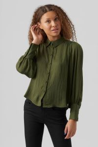 VERO MODA AWARE by geweven blouse VMCASEY van gerecycled polyester donkergroen