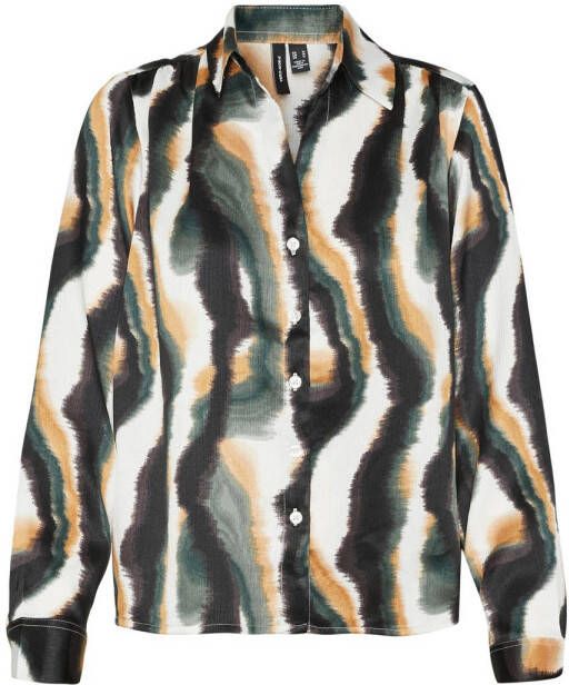 VERO MODA blouse VMFREI met all over print zwart groen