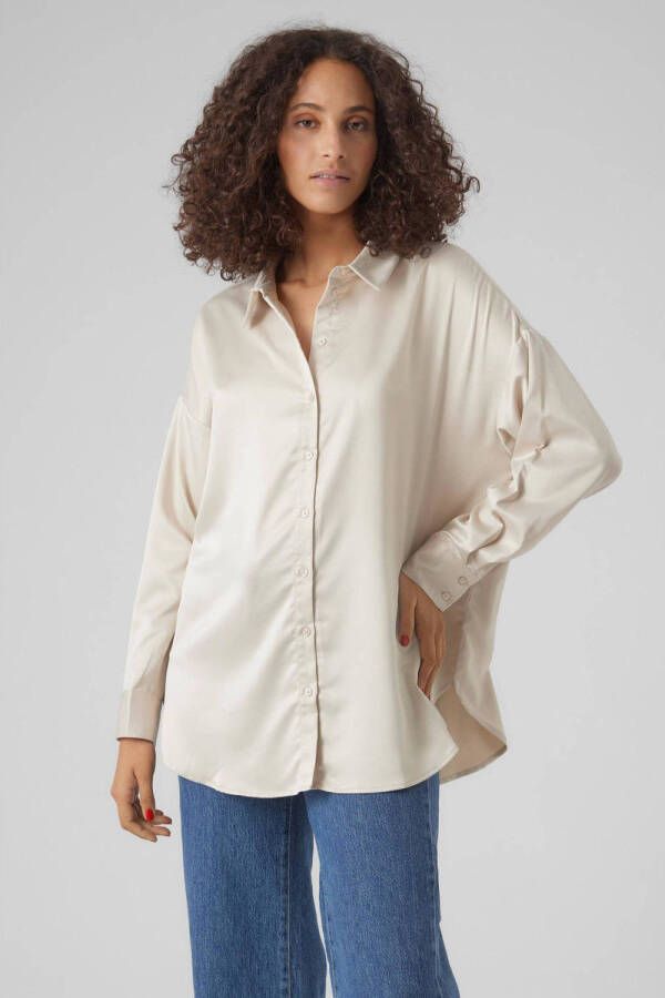VERO MODA blouse VMMERLE van gerecycled polyester ecru