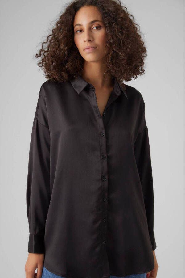 VERO MODA blouse VMMERLE van gerecycled polyester zwart