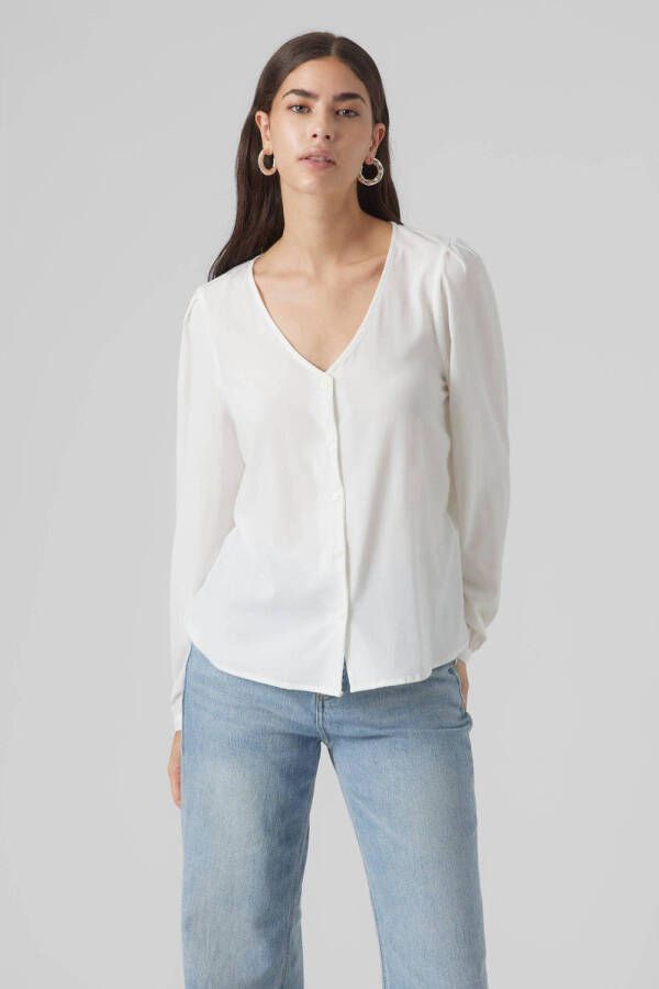 VERO MODA blouse VMNAJA van gerecycled polyester wit