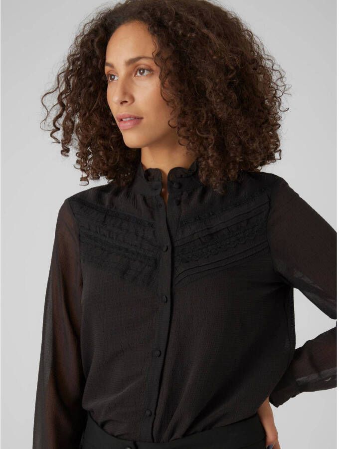 VERO MODA blouse VMNALA met ruches zwart