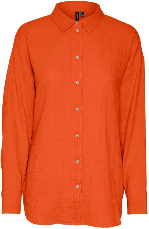 VERO MODA blouse VMNATALI met textuur oranje