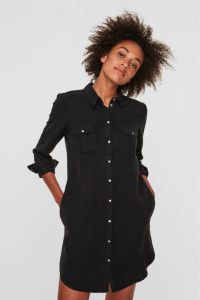 Vero moda soepele zwarte lyocell blouse jurk drukknopen
