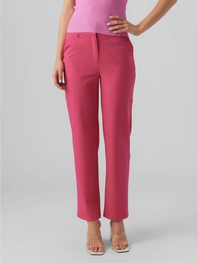 VERO MODA cropped high waist straight fit pantalon VMZELDA roze
