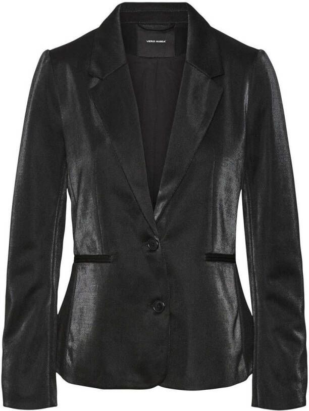 Vero Moda Vmsialucca LS Slim Shiny Blazer Cur: Black | Freewear Zwart Dames