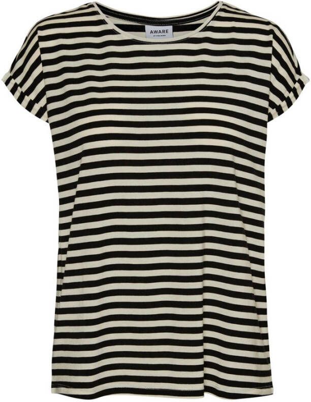Vero Moda Curve Shirt met korte mouwen VMAVA PLAIN SS TOP STRIPE GA NOOS CURVE