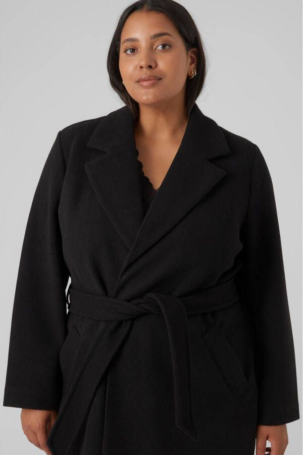 VERO MODA CURVE jas VMCFORTUNEAYA met ceintuur zwart