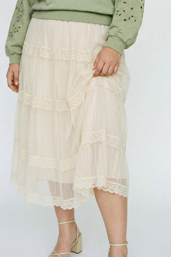 VERO MODA CURVE A-lijn rok beige