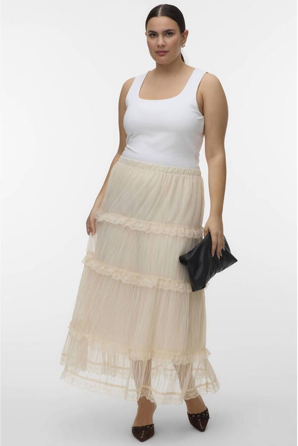 VERO MODA CURVE A-lijn rok beige - Foto 3