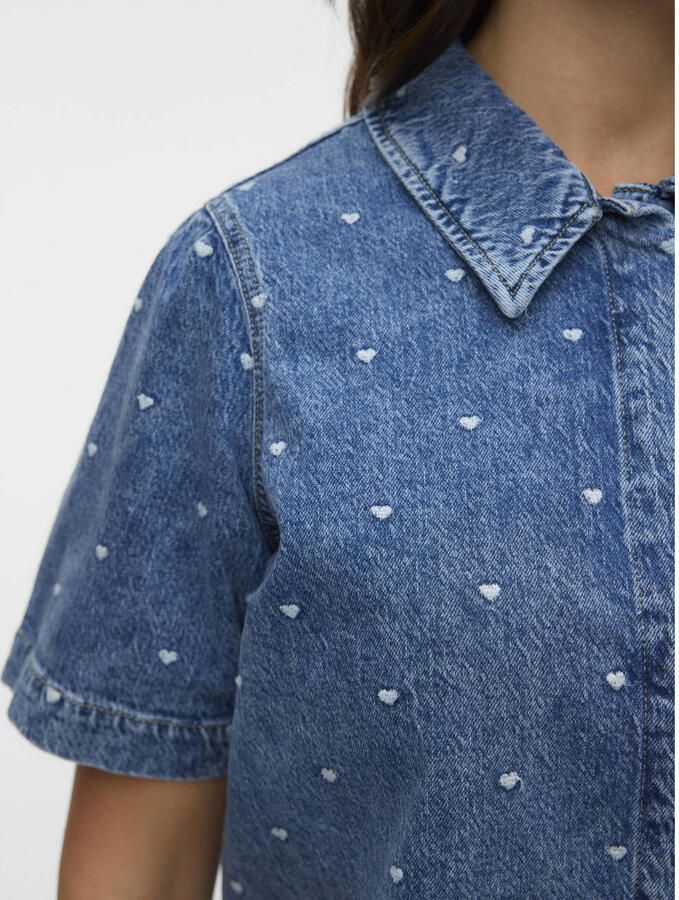 VERO MODA CURVE blouse met hartjes medium blue denim