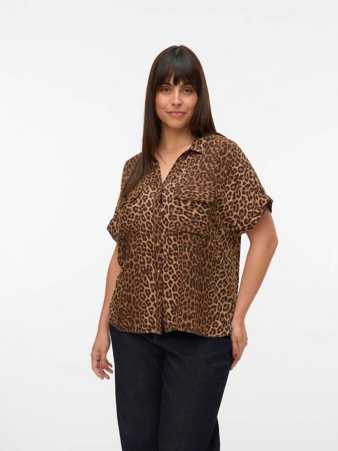 VERO MODA CURVE blouse met panterprint bruin