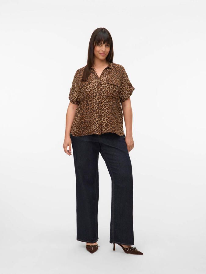 VERO MODA CURVE blouse met panterprint bruin - Foto 2