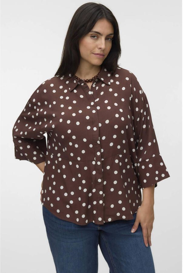VERO MODA CURVE blouse Plus Size met stippen bruin