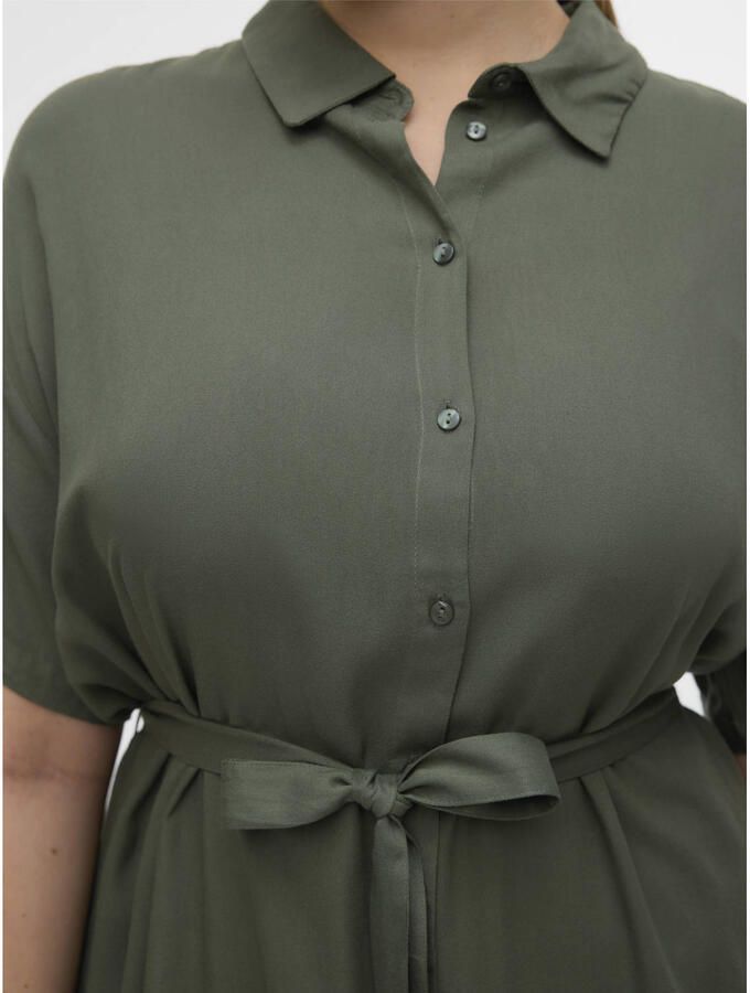 Vero Moda Curve Jurk met overhemdkraag VMBUMPY SS SHIRT DRESS WVN GA CUR