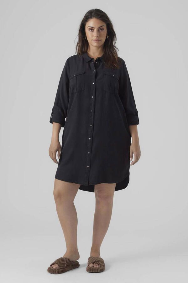 Vero Moda Curve Jeans jurk VMSILA LS SHORT DRESS MIX GA CURVE NOOS