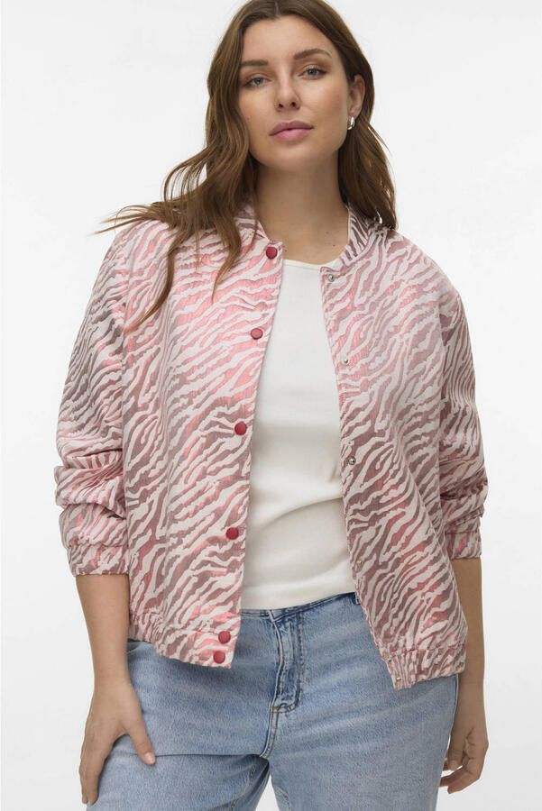 VERO MODA CURVE bomberjack met zebraprint roze