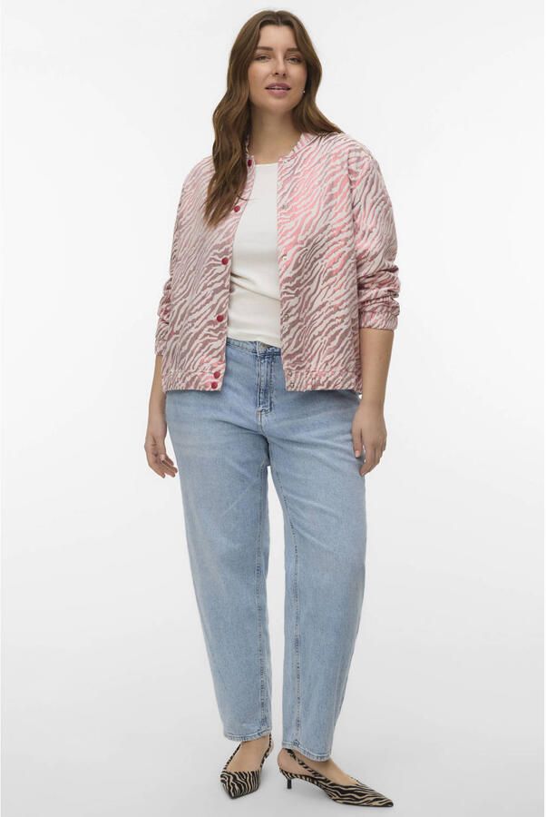 VERO MODA CURVE bomberjack met zebraprint roze - Foto 3
