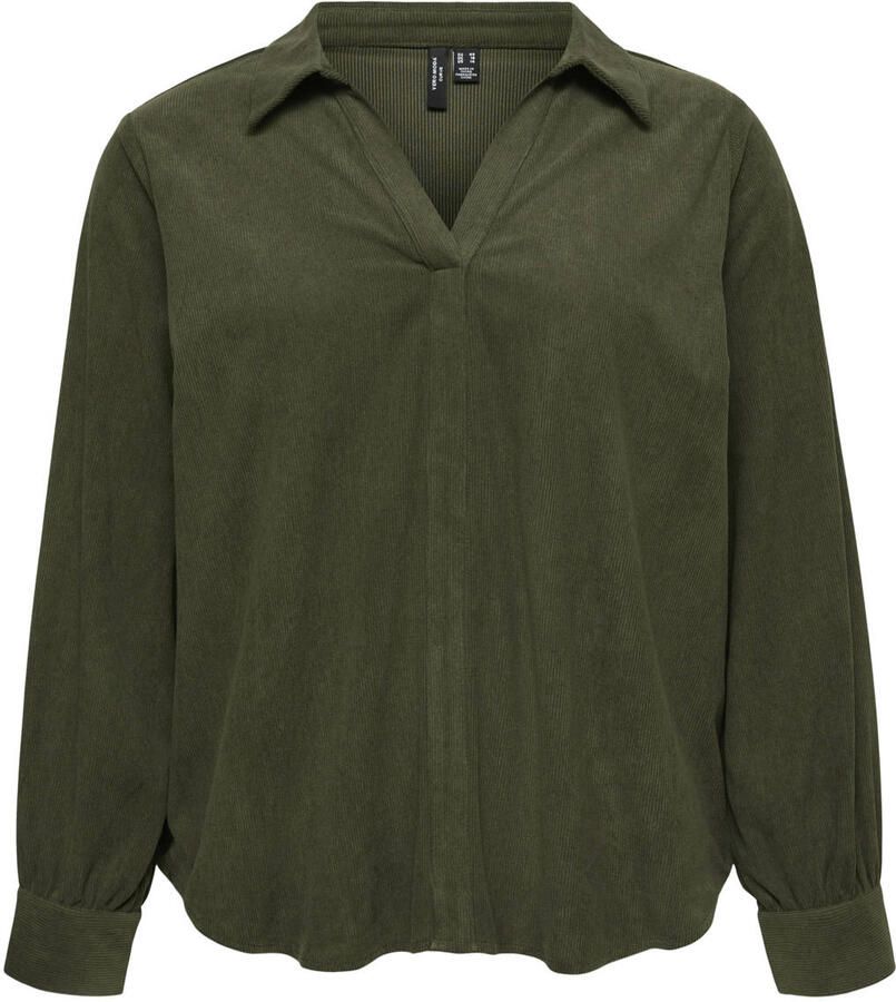 VERO MODA CURVE corduroy top Plus Size donkergroen