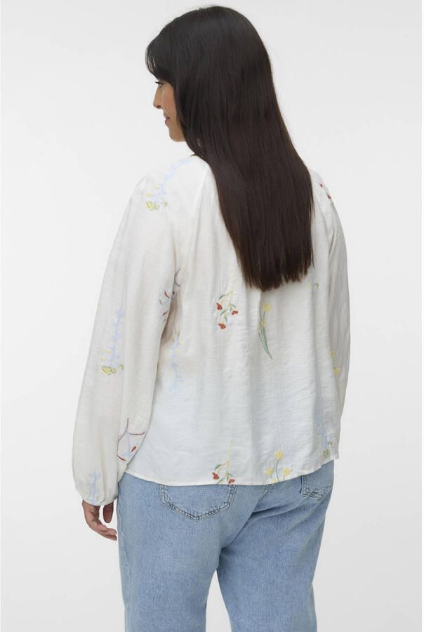 VERO MODA CURVE gebloemde blouse ecru - Foto 3