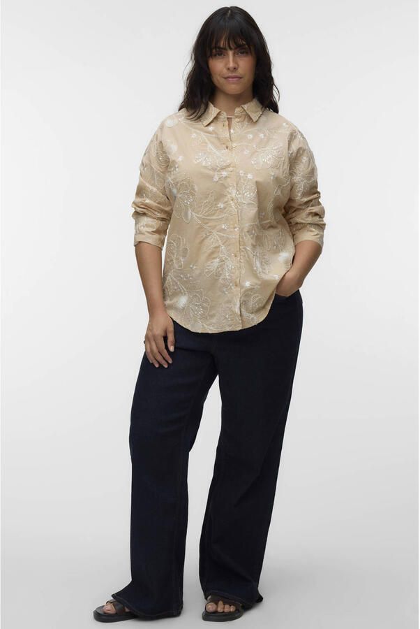 VERO MODA CURVE gebloemde blouse met pailletten beige