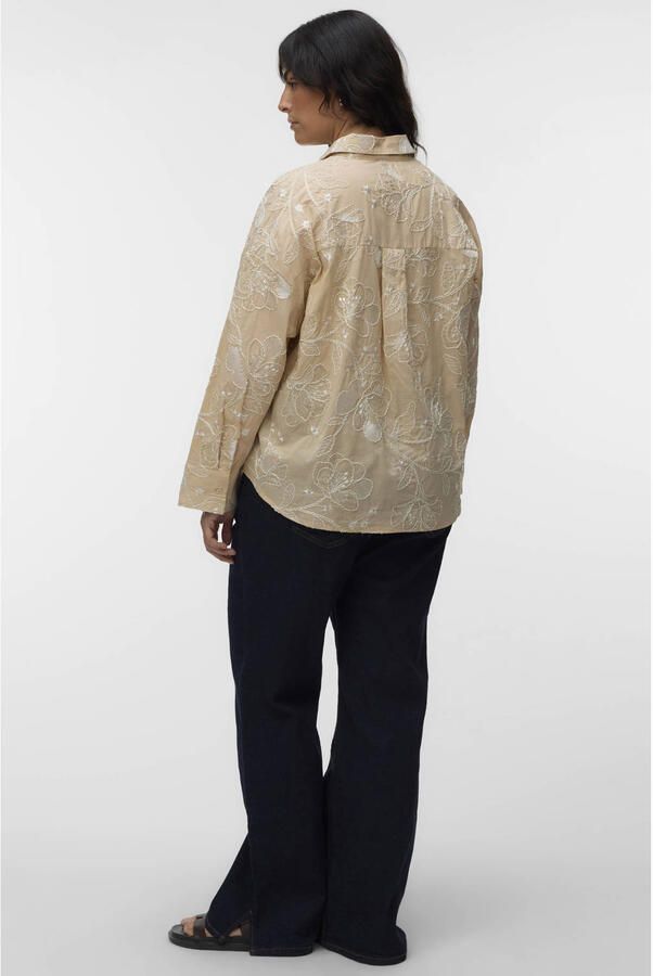 VERO MODA CURVE gebloemde blouse met pailletten beige - Foto 2