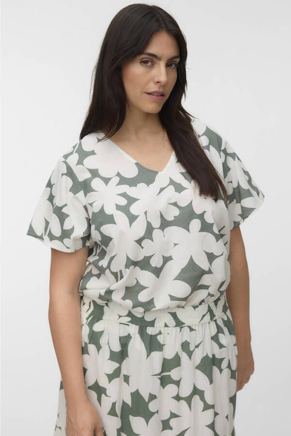 VERO MODA CURVE gebloemde top groen