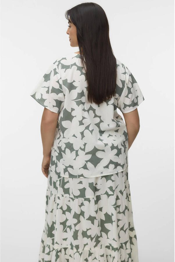 VERO MODA CURVE gebloemde top groen - Foto 3
