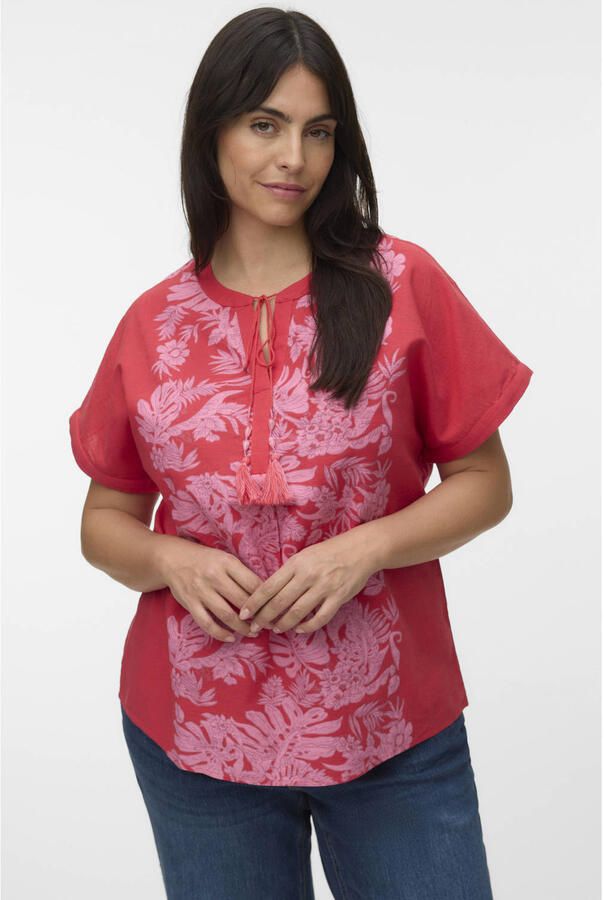 VERO MODA CURVE gebloemde top roze