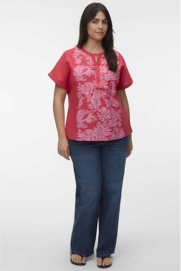 VERO MODA CURVE gebloemde top roze - Foto 3