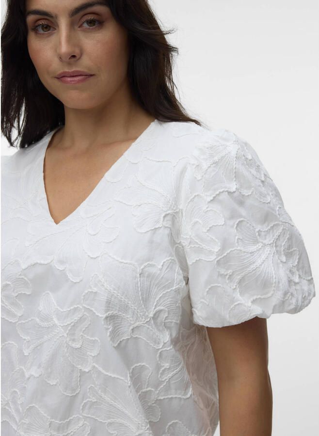 VERO MODA CURVE gebloemde top wit - Foto 2